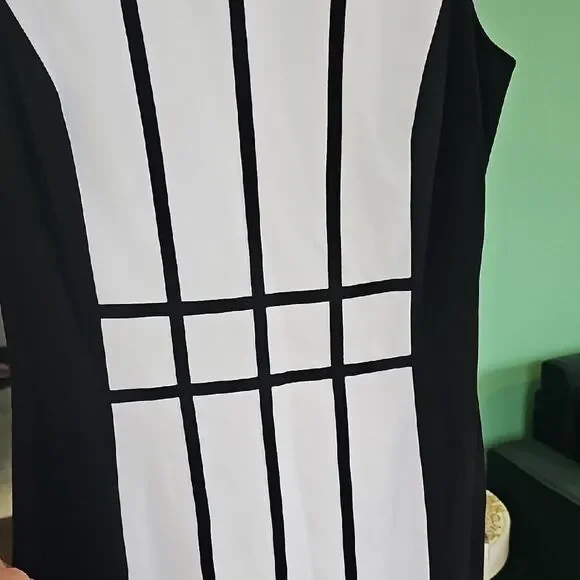 Calvin Klein Elegant Black and White Striped Dress Size 4‎ - Picture 6 of 10